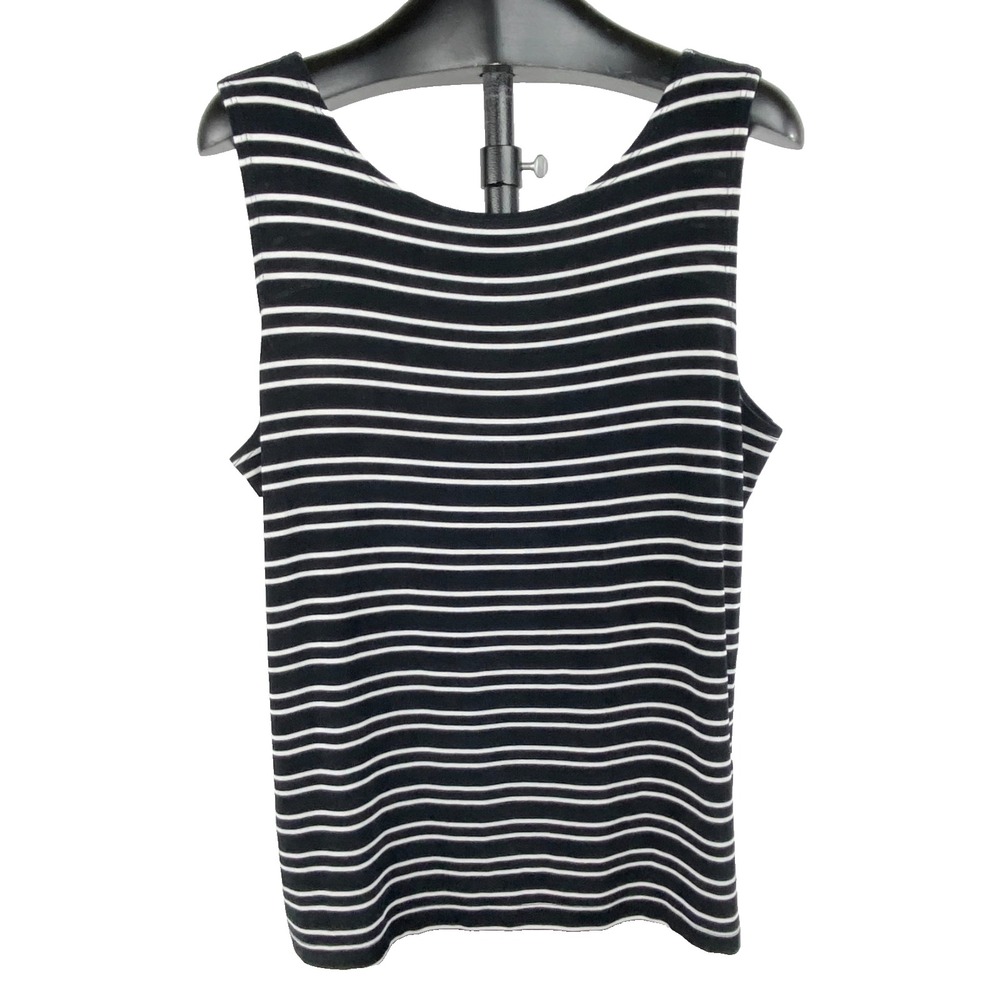 Chico's Travelers Shirt Tank Top Women's 2 Blouse Cami Striped Black Easy Care